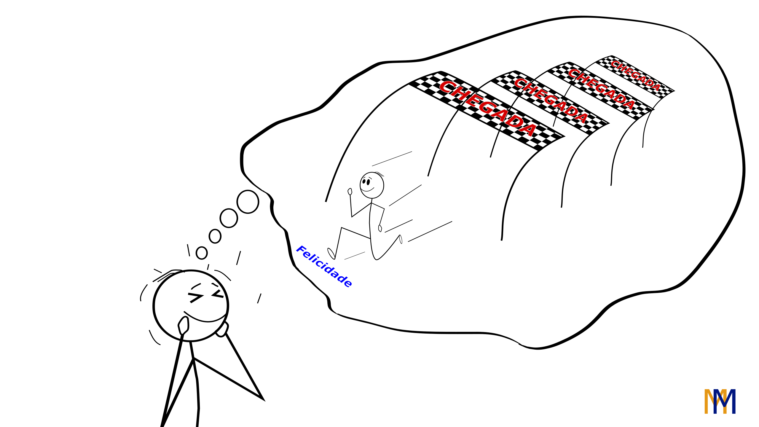 Capa sobre promessas de ano novo e planejamento, com “CHEGADA” e “Felicidade”.